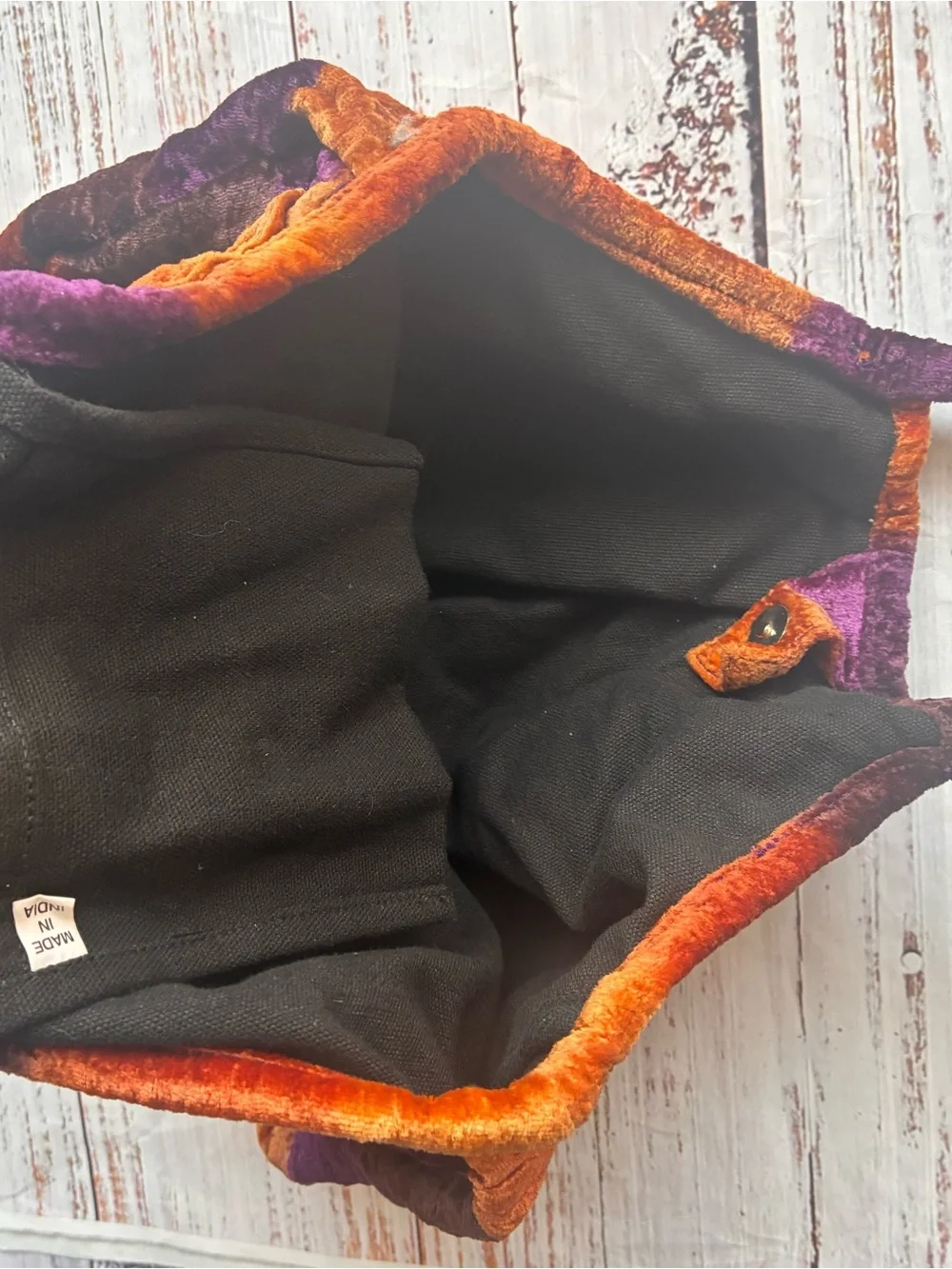 Velvet Multi-Color Womens Tote Bag - Purple & Orange Boho Hobo